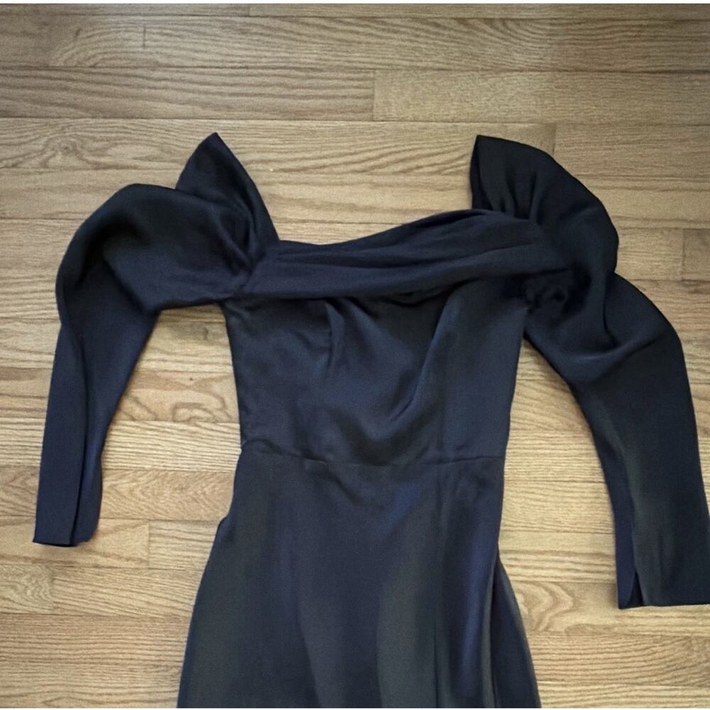 Birdy Grey Black Off-Shoulder Long Sleeve Maxi Bridesmaid Dress Slit XS - Picture 4 of 5